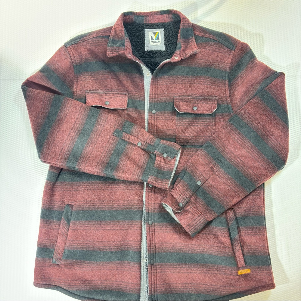 Voyager Men’s Polar Fleece Flannel Sherpa Lined 2XL Red/Black Plaid